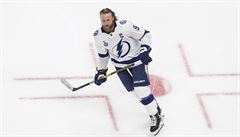 Kapitán Tampy Steven Stamkos p�ed t�etím finále NHL proti Dallasu.