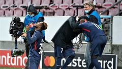 FC Midtjylland v Slavia Praha: slavící domácí.