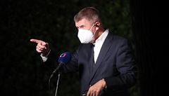 Andrej Babi pi projevu po krajských a senátních volbách 2020.