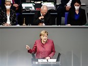 Nmecká kancléka Angela Merkelová obhajovala své kroky v projevu ve Spolkovém...