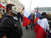 Demonstrace na námstí Republiky v Praze.