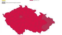 Mapa �í�ení ukazuje, �e covid se komunitn� �í�í ji� po celém �esku.