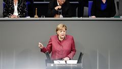 Nmecká kancléka Angela Merkelová obhajovala své kroky v projevu ve Spolkovém...