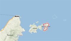 Na snímku je �erven� ozna�en Laucala Island na Fid�i.