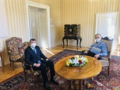 Prezident Milo Zeman pijal 5. listopadu 2020 na zámku v Lánech pedsedu vlády...