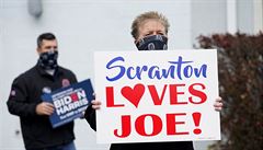 Podporovatelé Joe Bidena se seli v rodném mst senátora Scrantonu v...