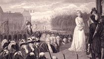 Poprava gilotinou Marie Antoinetty. Byla popravena devět měsíců po svém...
