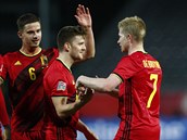 Belgití fotbalisté slaví postup na finálový turnaj Ligy národ.