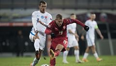 Mat�j Vydra b�hem utkání se Slovenskem.