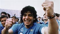 Argentinsk fotbalov legenda Diego Maradona na fotografii z roku 1987