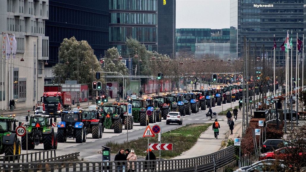 Protesty farmá v Dánsku.