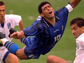 Argentinská fotbalová legenda Diego Maradona na fotografii z roku 1994