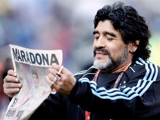 Argentinsk fotbalov legenda Diego Maradona na fotografii z roku 2010