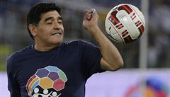 Argentinská fotbalová legenda Diego Maradona na fotografii z roku 2014