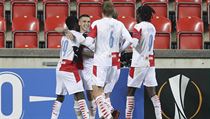 Slavia slaví gól v Evropské lize proti Beer Ševě