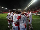 Slavia slaví gól v Evropské lize proti Beer ev