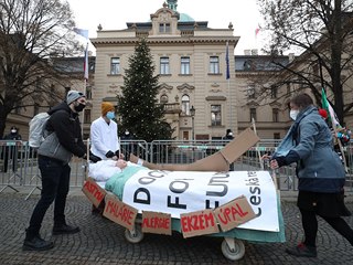 Demonstrace ekologickch aktivist.