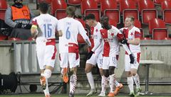 Slavia slaví gól v Evropské lize proti Beer �ev�