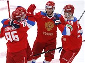 Hokejisté Ruska slaví gól do eské brány