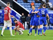 Jamie Vardy zaídil Leicesteru proti Manchesteru United brankou v 86.minut.