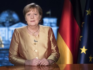 Nmeck kanclka Angela Merkelov pi projevu.