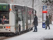 Mokrý sníh na mnoha místech komplikoval dopravu.