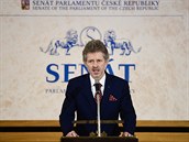 Pedseda Senátu Milo Vystril vystoupil v Praze na vzpomínkovém setkání pi...
