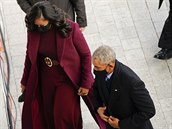 Bývalý prezident Barack Obama se svou manelkou Michelle Obamovou dorazili do...