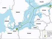 Trasa plynovodu Nord Stream 2.