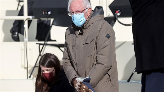 Senátor Bernie Sanders na inauguraci prezidenta USA Joa Bidena.