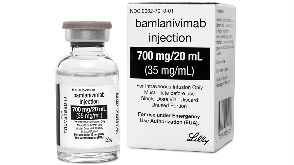 Lék na covid-19 bamlanivimab od firmy Eli Lilly.