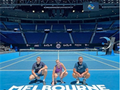 Petra Kvitová s trenérským týmem ped Australian Open.