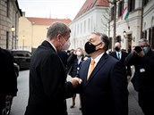 Setkání maarského ministerského pedsedy Orbána s eským protjkem Babiem.