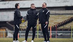 Kou� Sparty Pavel Vrba se svými asistenty.
