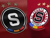 Vlevo nové logo, vpravo dosavadní logo AC Sparta Praha.
