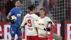 Lipsko - Augsburg (Daniel Olmo a Poulsen slaví gól) | na serveru Lidovky.cz | aktuální zprávy