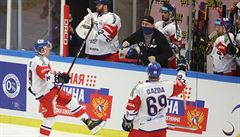 Jakub Flek slaví branku do sít Ruska.