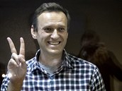 Alexej Navalný u moskevského soudu, 20. února 2021.