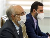 Alí Akbar Sálehí, éf íránské organizace pro atomovou energii na schzce s...