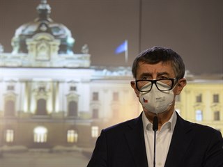 Premir Andrej Babi vystoupil 25. nora 2021 v Praze na tiskov konferenci po...