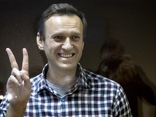 Alexej Navaln u moskevskho soudu, 20. nora 2021.