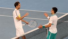 Djokovi a Medvedv po finále Austrálie Open.