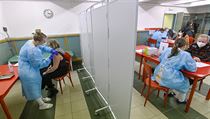 Očkovací centrum na poliklinice ve Spálené ulice v Praze, kde se používá...