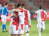 Luká Masopust a Jan Kuchta oslavují první gól.