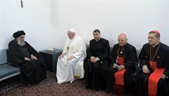 Setkání papeže s šíitským duchovním Alím Sistáním.