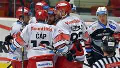 Hrá�i Hradce Králové se radují z gólu.