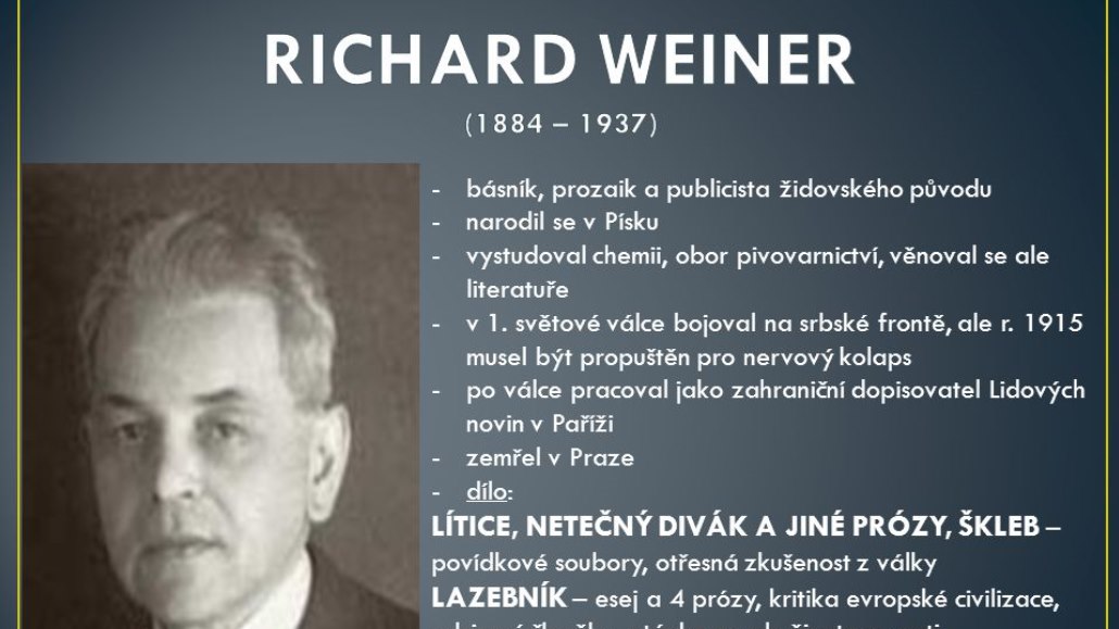Český spisovatel Richard Weiner (1884–1937)