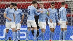 Manchester City p�i oslavách gólu proti soupe�i v Lize mistr�.