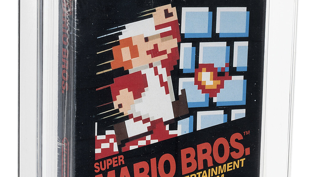 Nerozbalená videohra Super Mario Bros z roku 1986 od japonské spolenosti...