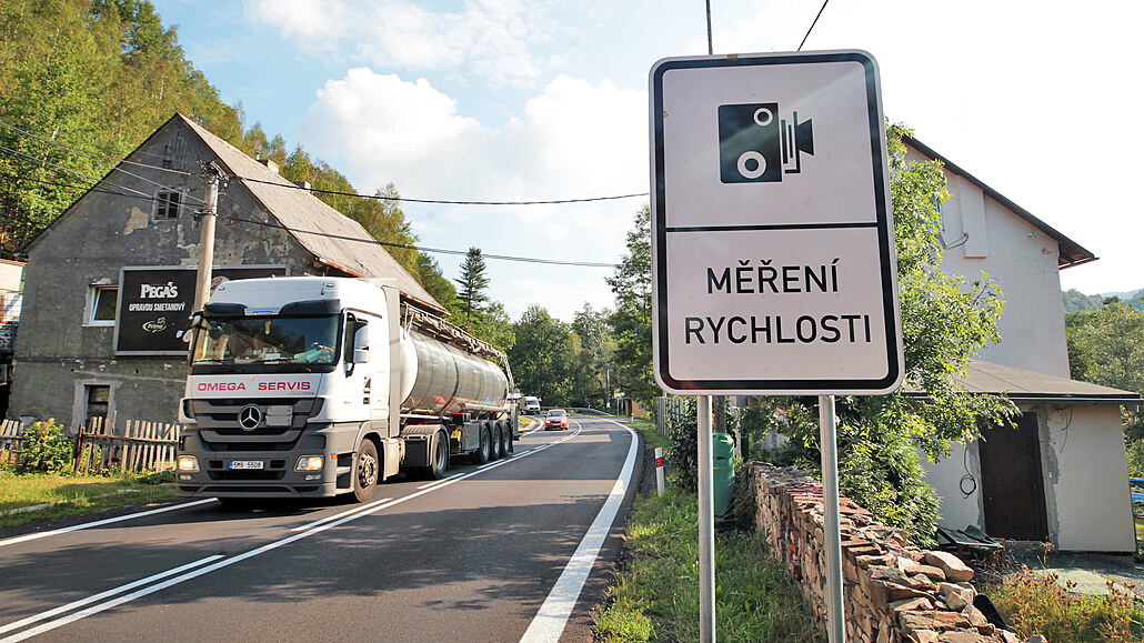 Měření rychlosti ve Stráži nad Ohří.
